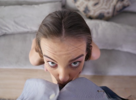 Nude teen girl Charity Crawford swallows cum in her porn tryout