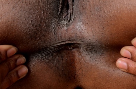 Black girl Lala Camile shows off her wide open snatch for the first time