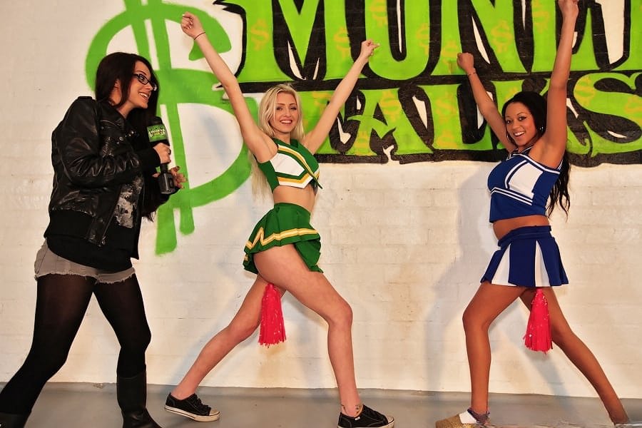 Sexy cheerleader Samantha Mendexz has no panties under her skirt