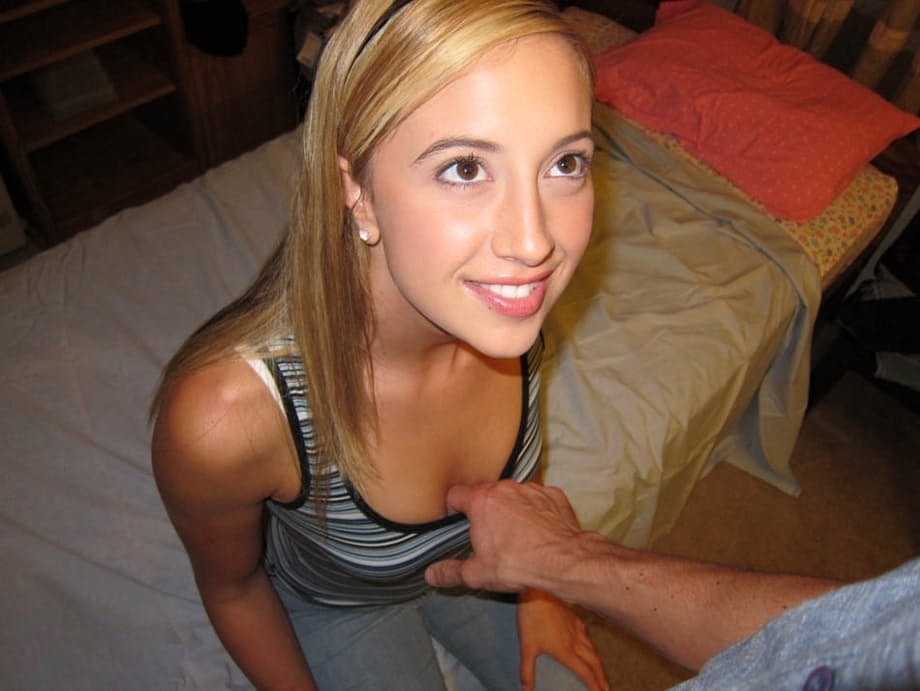 Sweet girlfriend gives a blowjob and gets her shaved cunt drilled