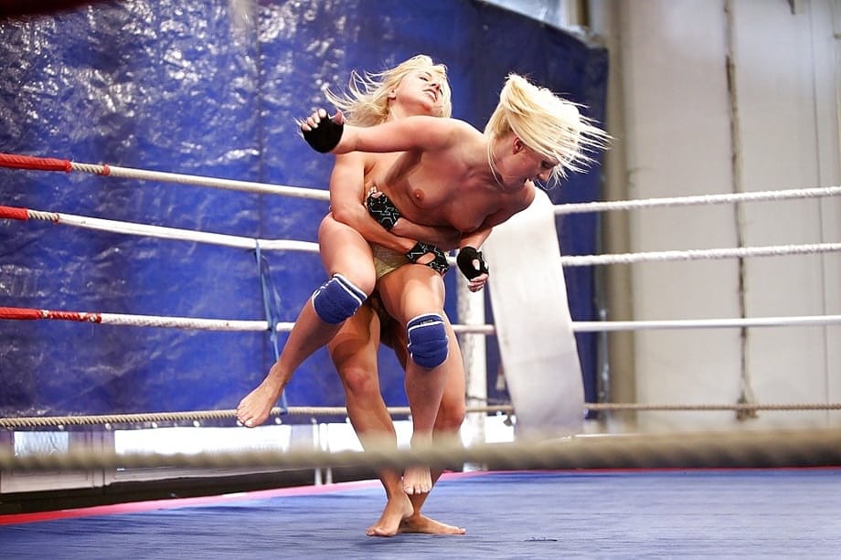 Wild women wrestling ends up with passionate lesbian threesome sex
