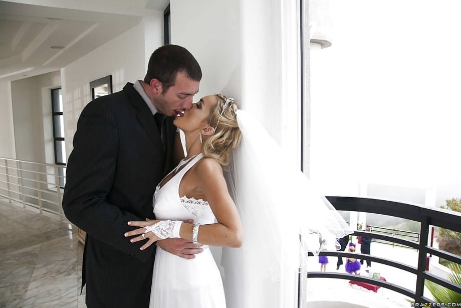 Curvaceous blonde bride gives a blowjob and gets shagged hardcore