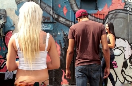Petite blonde in sunglasses Cameron Canada sucks off a big dick for cash