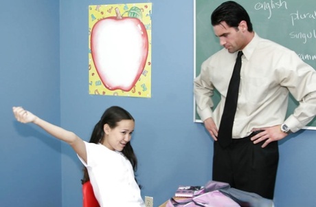Asian teen Amai Liu gets banged and facialized by her perverted teacher