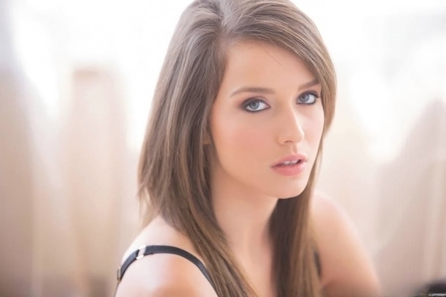 Adorable brunette babe Malena Morgan showcasing her flawless curves
