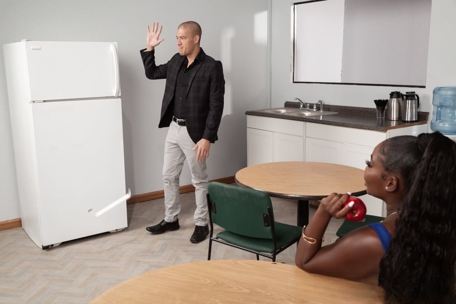 Big assed ebony Osa Lovely gets double teamed by her white colleagues