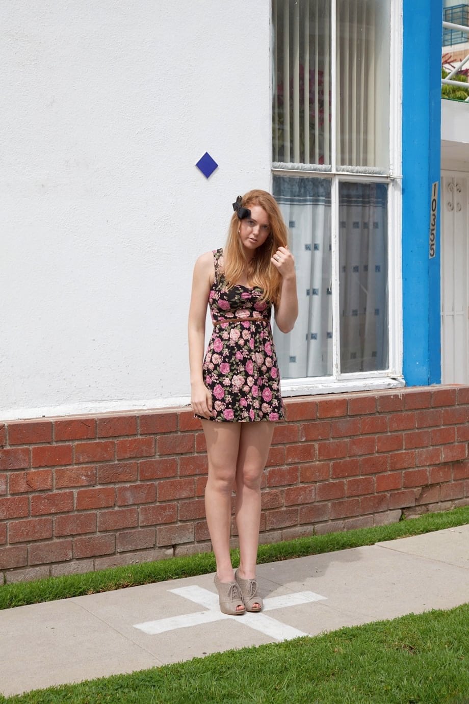 Teen girlfriend Nicole Wetzel flashes her undies while posing in a dress