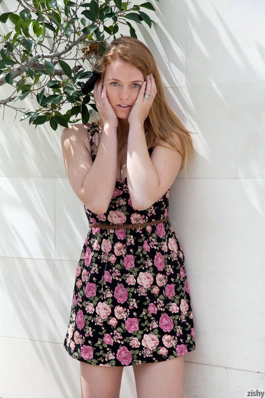 Teen girlfriend Nicole Wetzel flashes her undies while posing in a dress