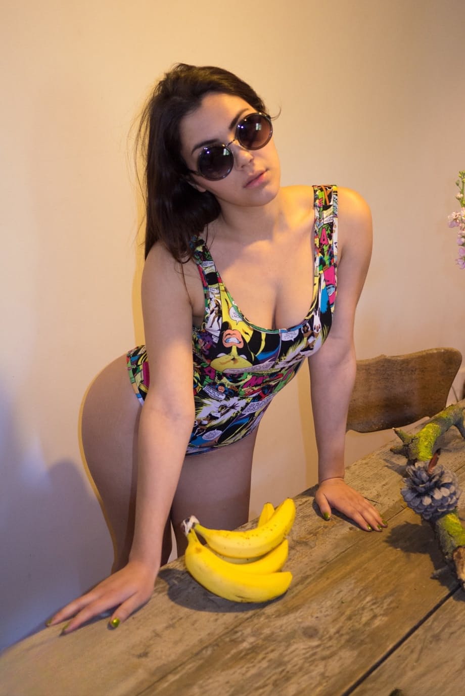 Teen with bubble ass & big tits Valentina Nappi strips & poses in a bodysuit