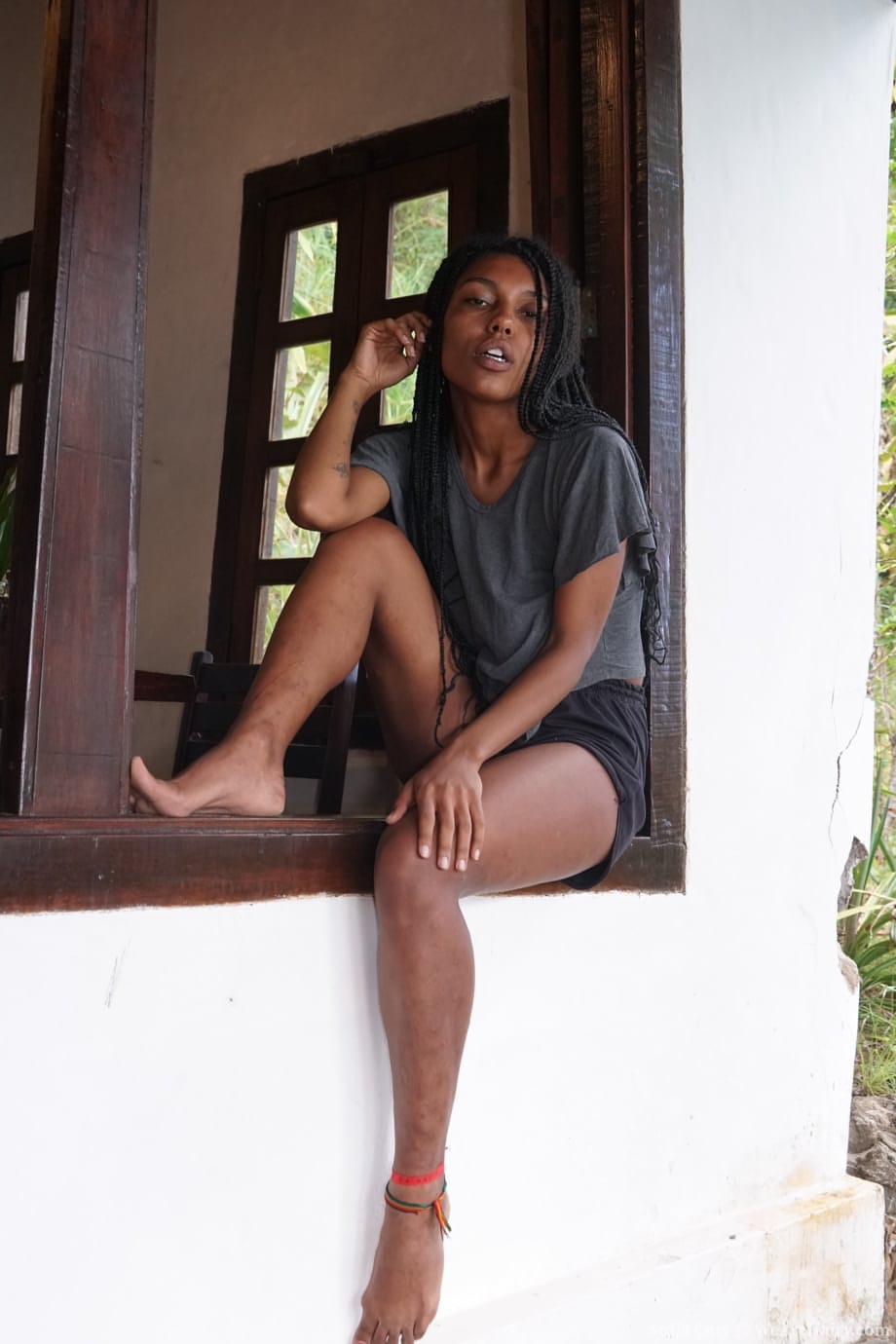 African model Sofia Cuty teases with her huge natural tits & hairy beaver