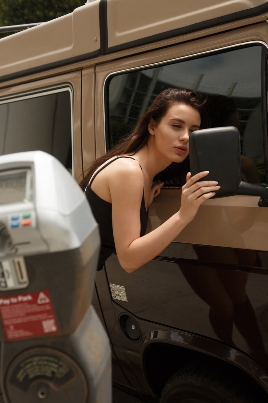 Beautiful brunette Lana Rhoades is all tease in public before baring her boobs