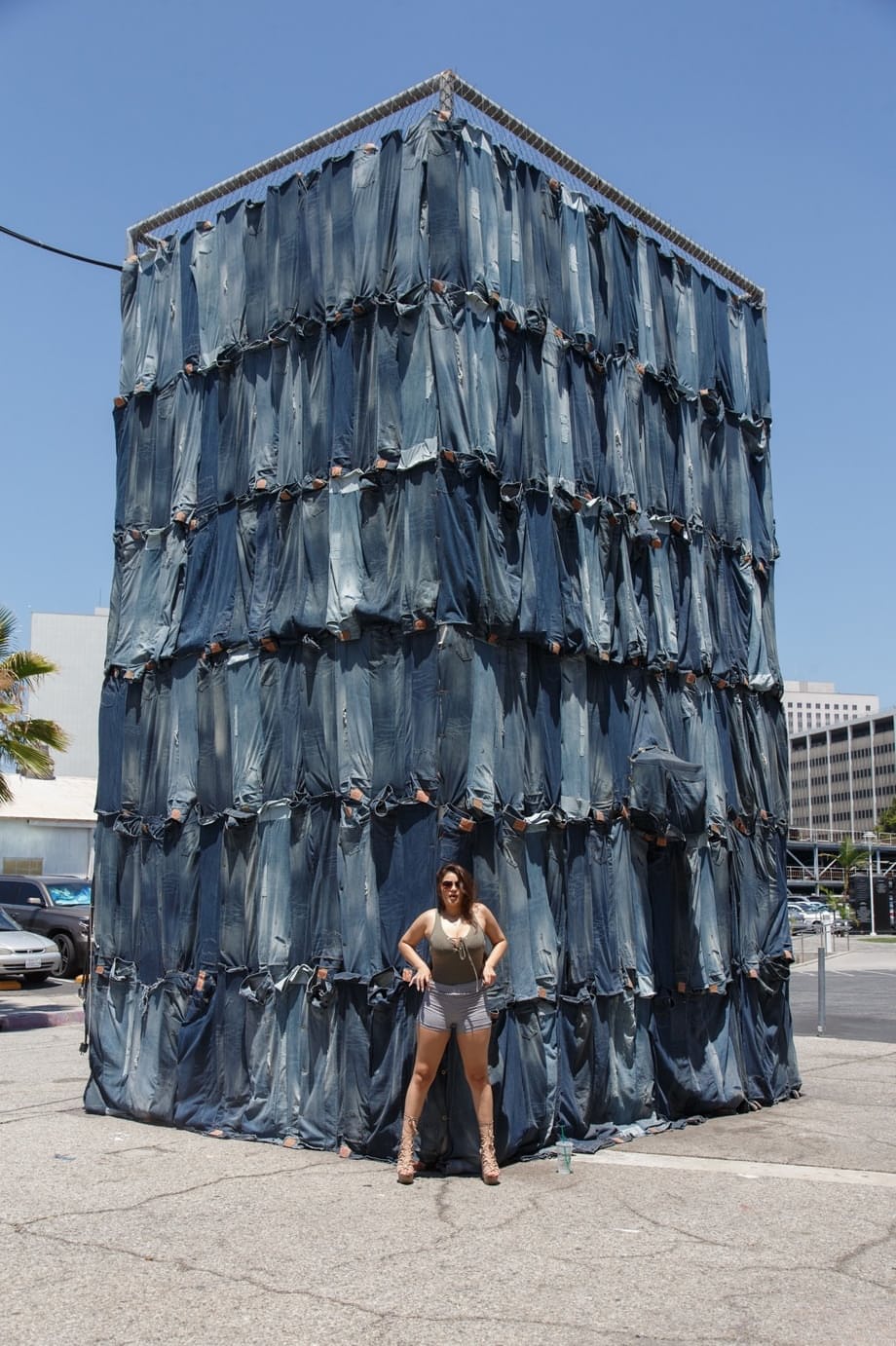 Thick Mexican girl wanders around the city flashing cleavage here and there