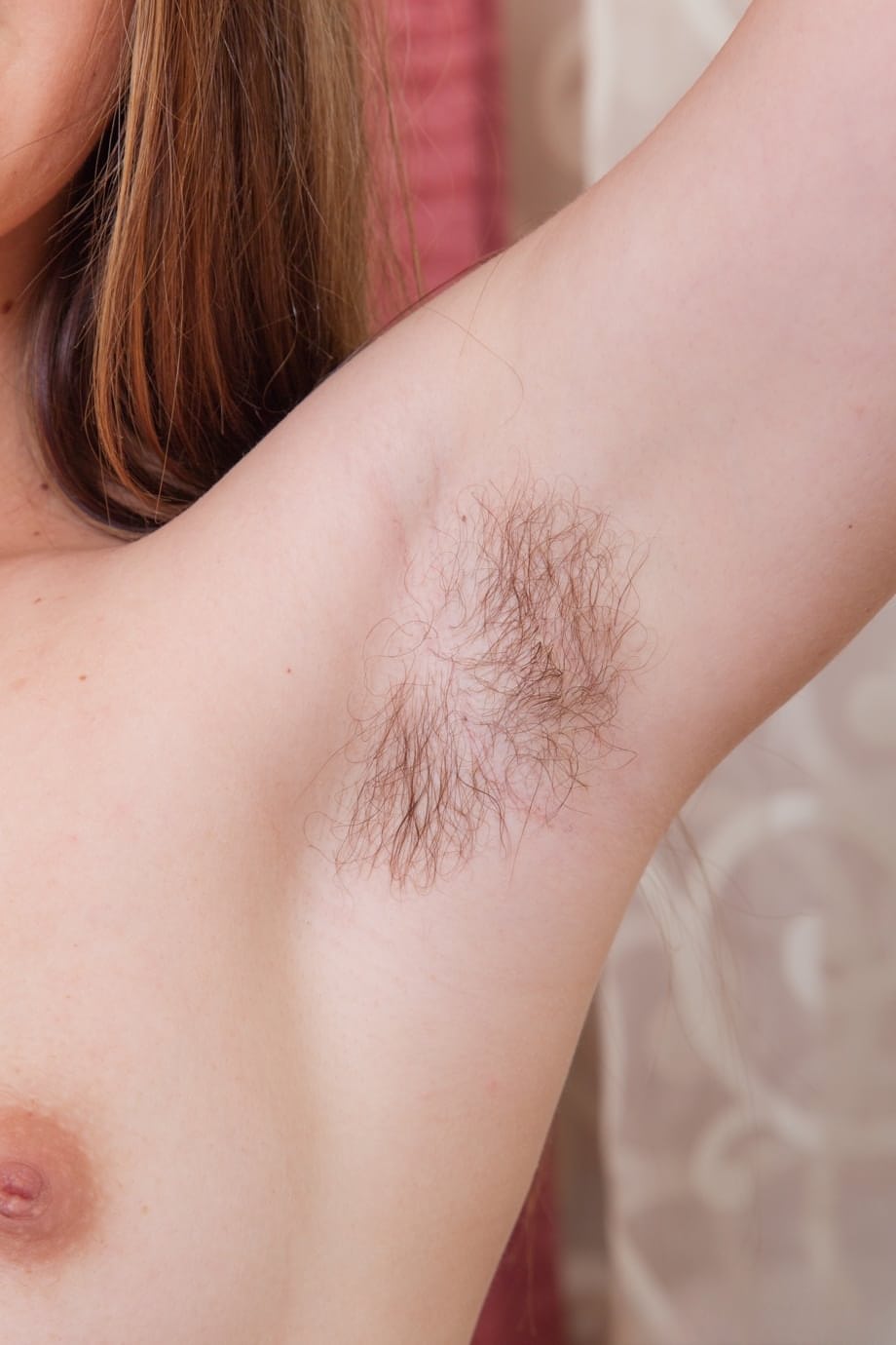 Euro teen Alya Shon shows furry crotch & hairy armpits while doing exercise