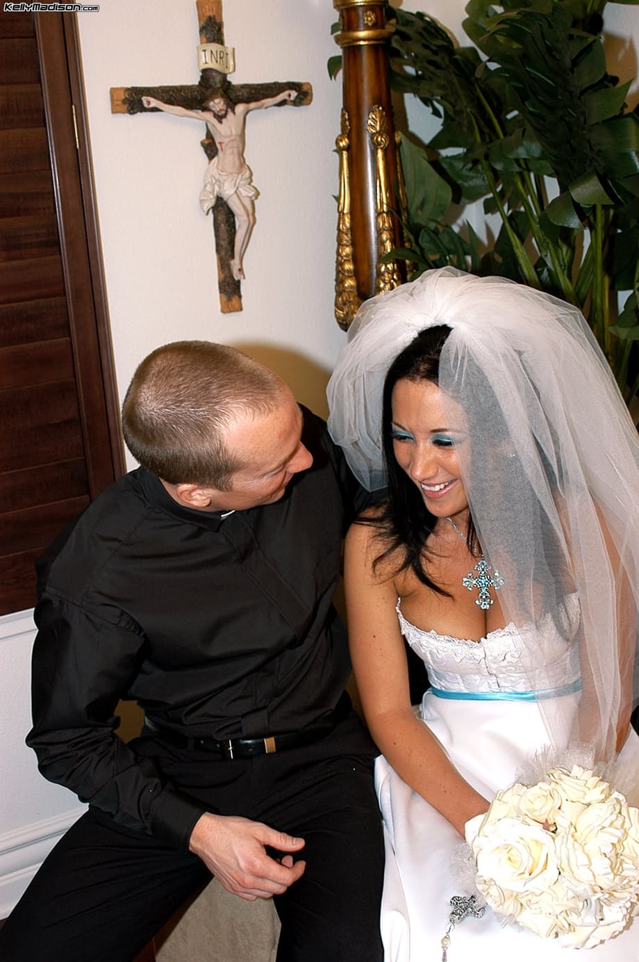 Dark haired female Jayden Jaymes gets caught naked on her wedding night