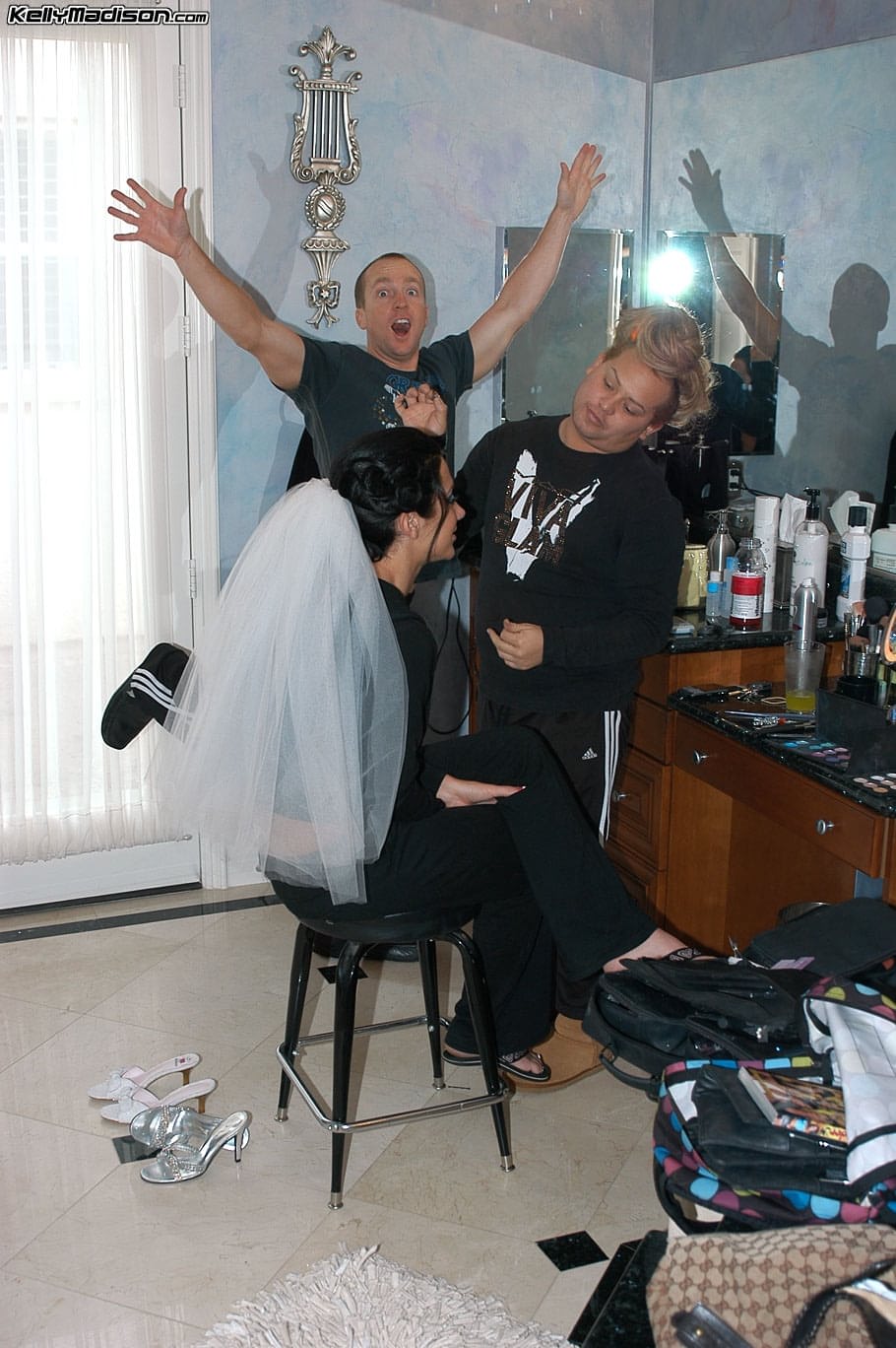 Dark haired female Jayden Jaymes gets caught naked on her wedding night