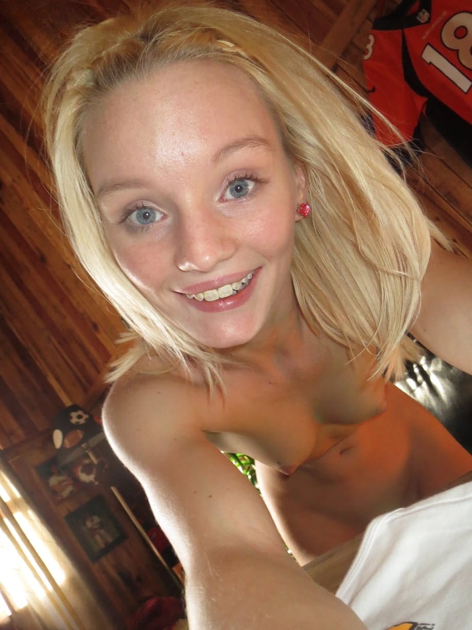 Schoolgirl Sammie Daniels shows off her petite body in public and in private