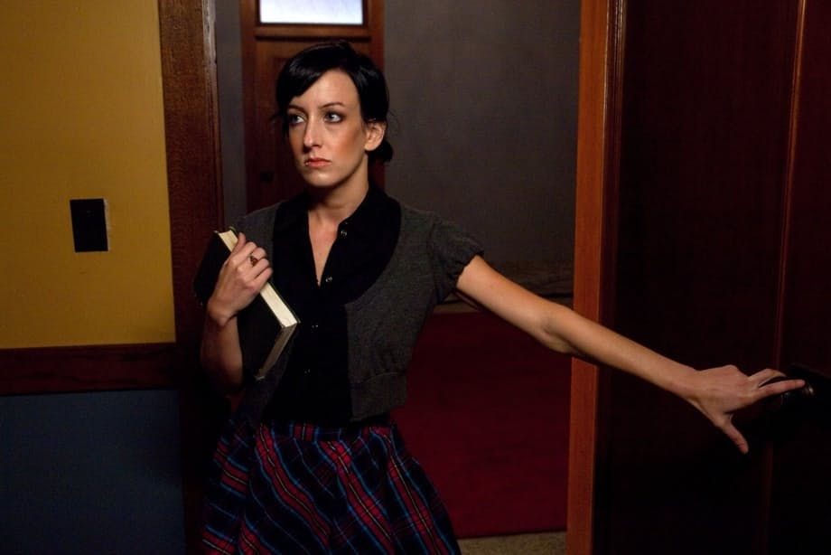 Brunette chick pleasures a man on her first day of work at a brothel