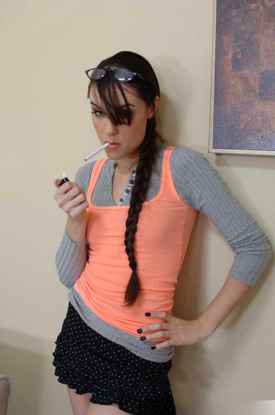 Schoolgirl Sasha Grey fucks her teacher after getting caught smoking