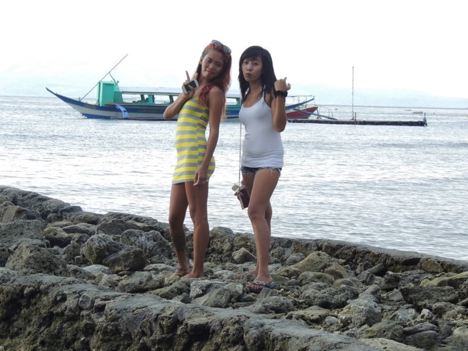 Hot little Asian sluts Shanelle & Bubbles pose & preen in skimpy beach outfits