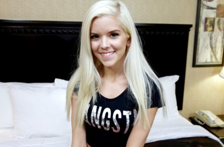 Blonde college cutie Halle Von gets a big cock in her tiny pussy in hot POV