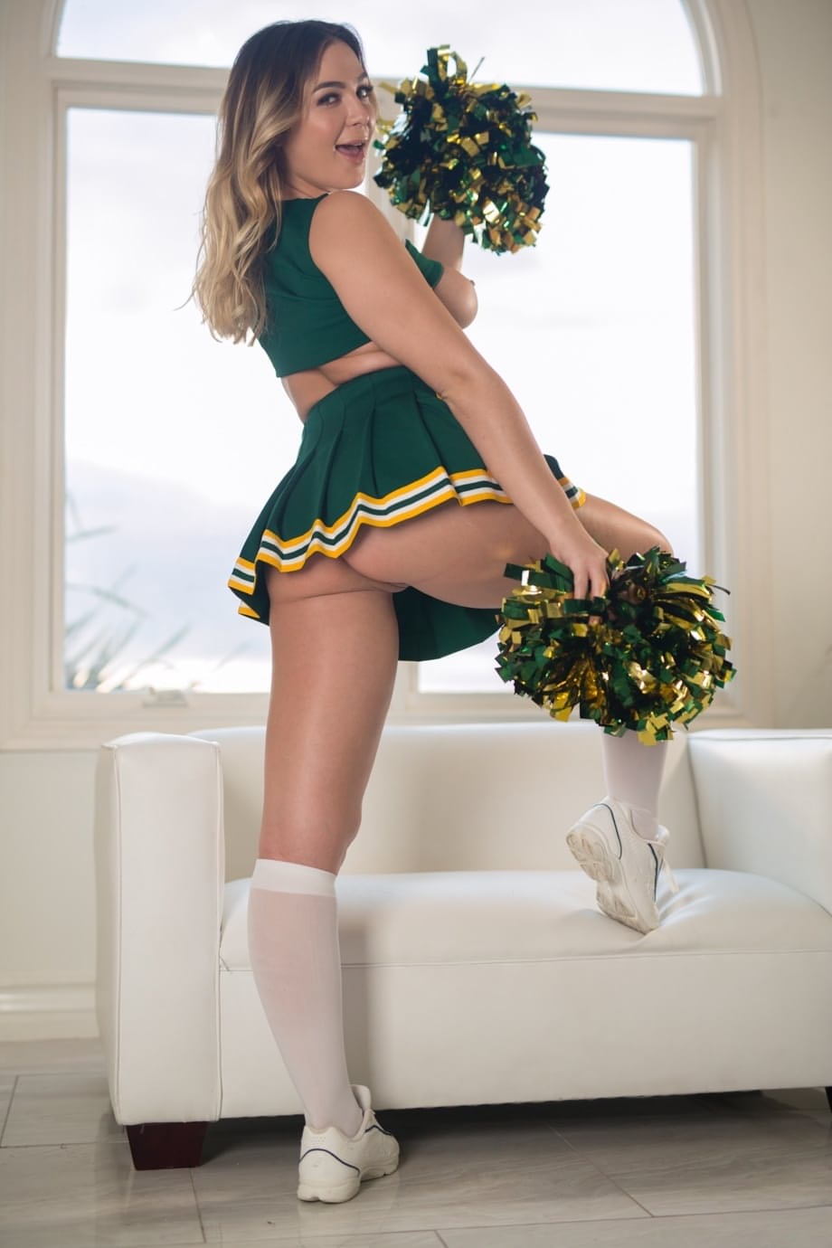 Blair Williams puts on cheerleader uniform to spice up sexual life