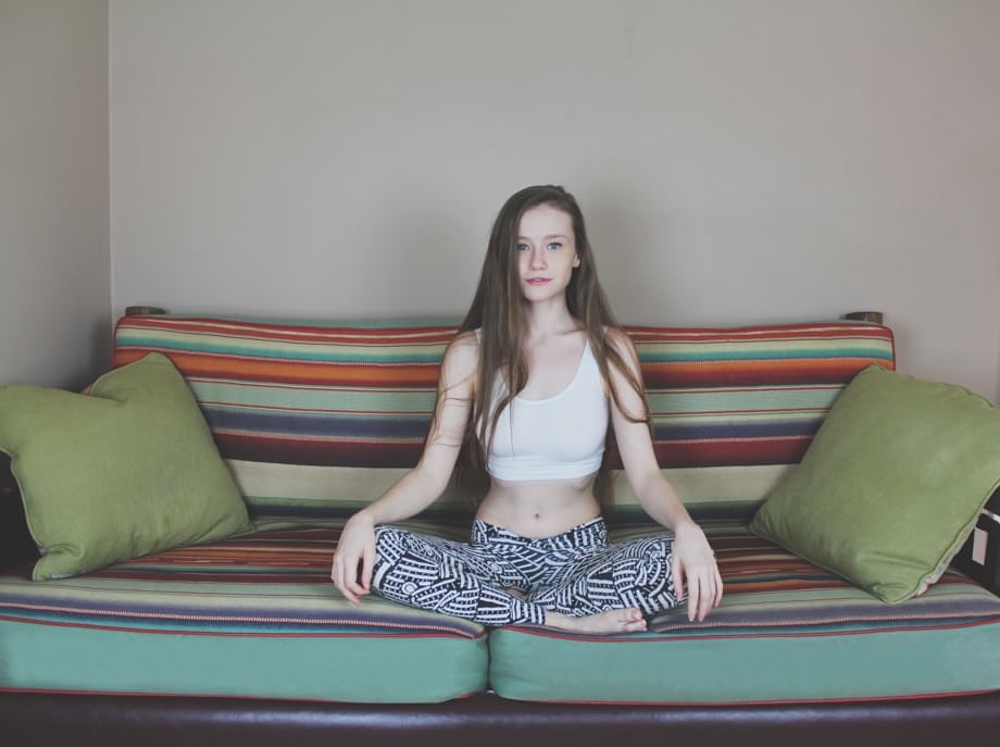 Teen with super long hair and slim waist Emily Bloom blows mind with her body