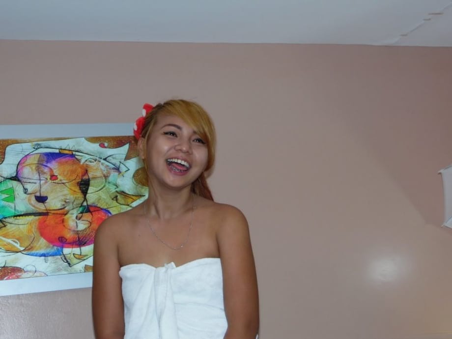 Cute young Filipina Jessica gives POV blowjob offers a hairy pussy for hard cock