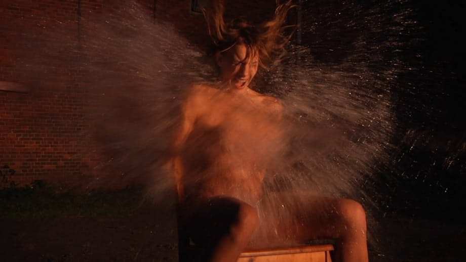 Naked female sub crucified outdoors & brought inside for suspension & whipping
