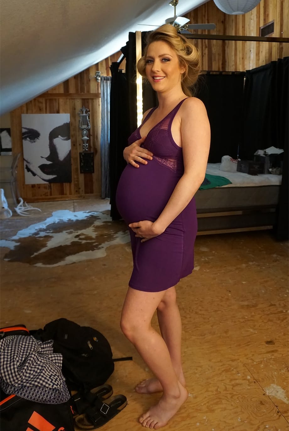 Tall Latin fellow loves to gently touch his pregnant blonde girlfriend