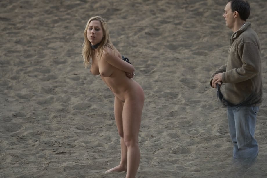 Wild master punishing beautiful Caroline Fox and her roommate in public
