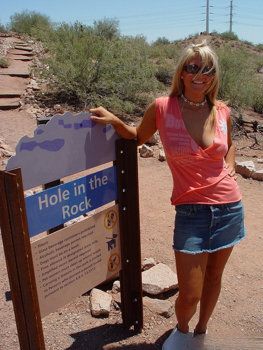 18+ teen Spring Thomas uncovers her perfect tits at Hole in the Rock park