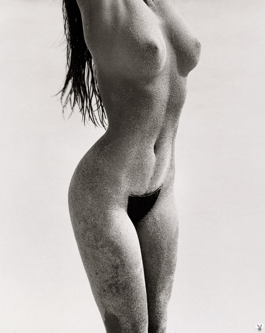 Sexy celebrity Cindy Crawford posing naked for the black and white photo shoot