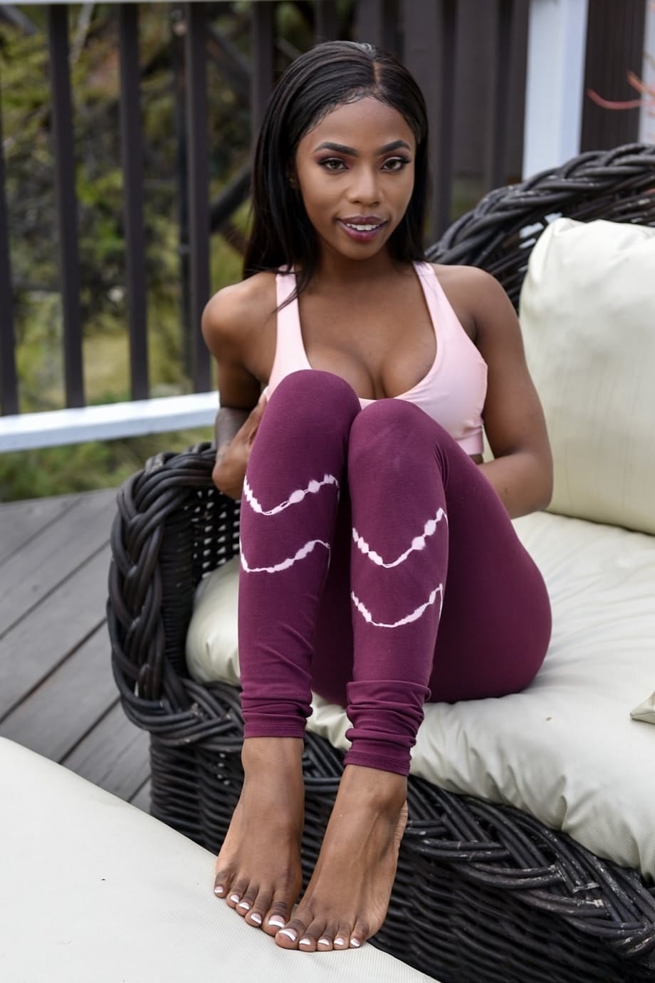 Ebony hottie Sarah Banks looks so amazing in these tight sporty clothes