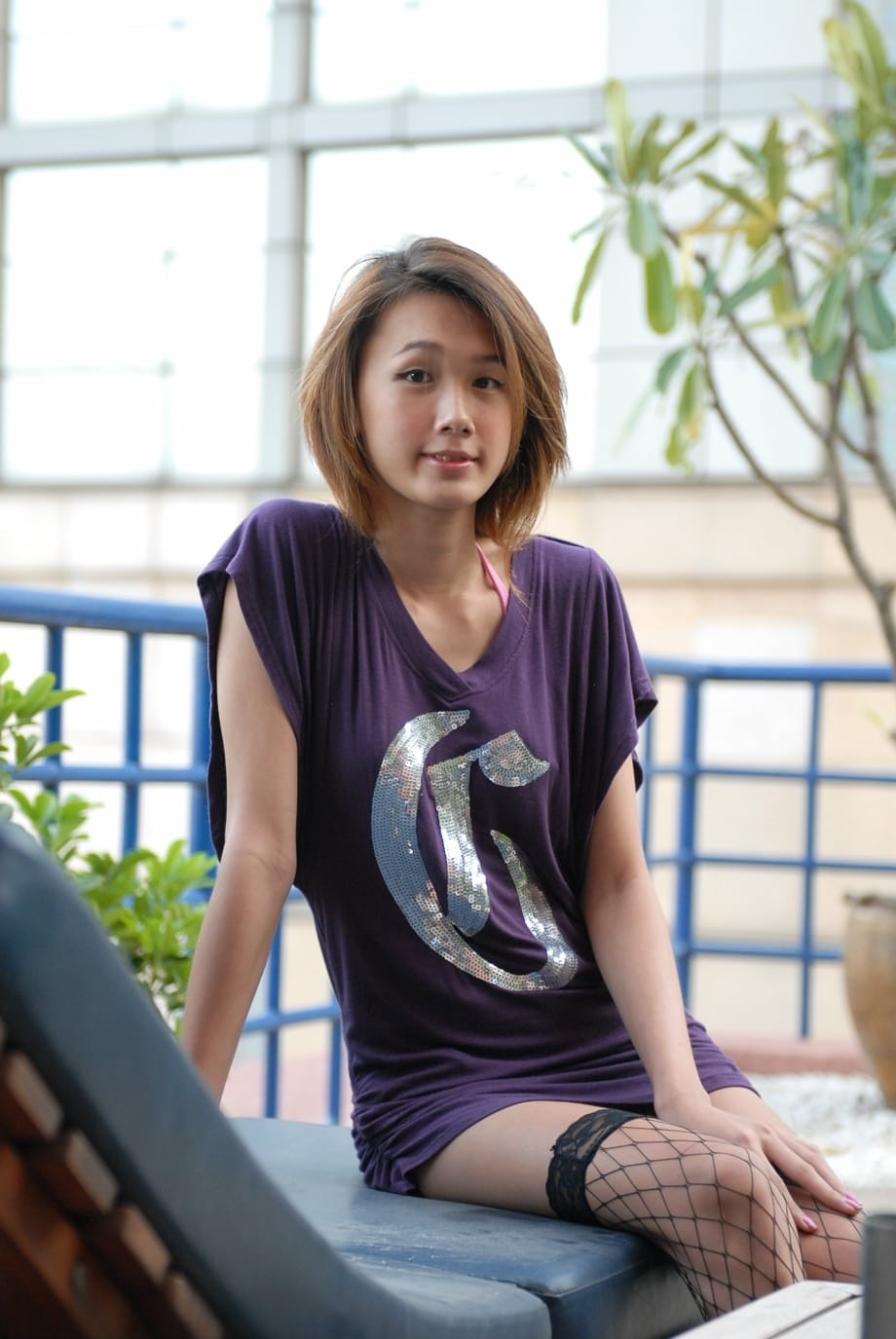Tall cute ladyboy Wawa stroking natural tits & stroking small penis
