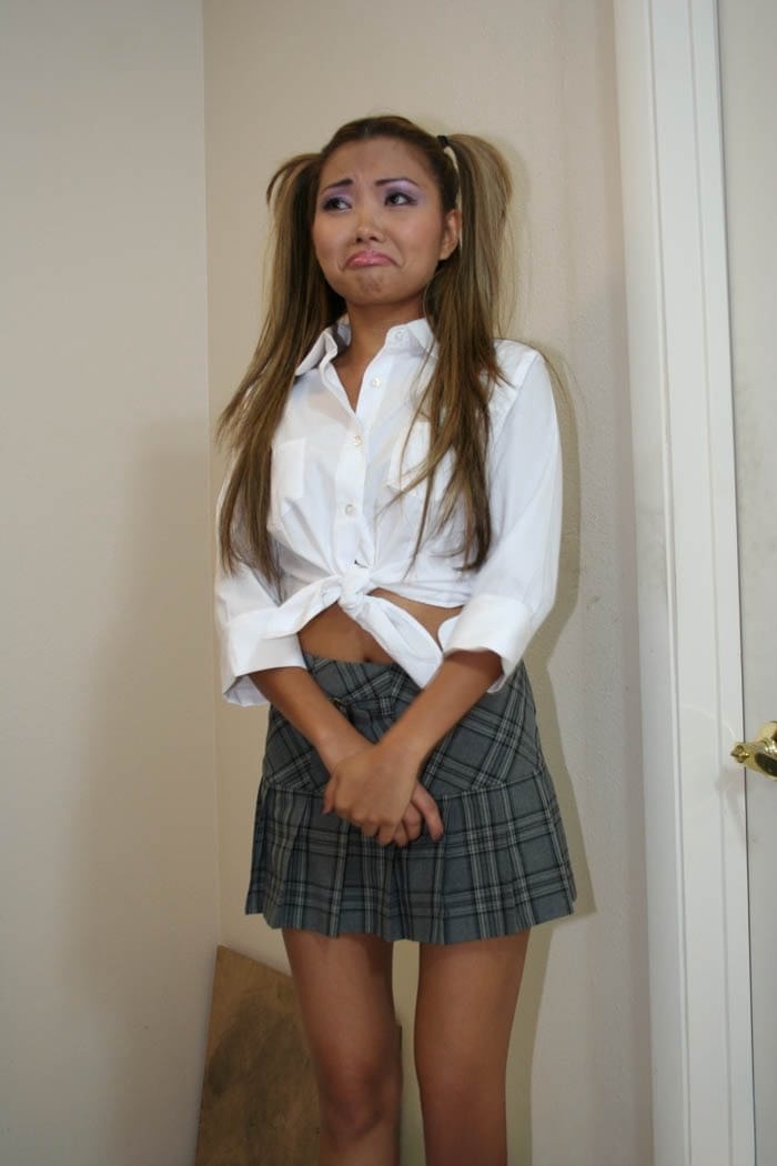 Pigtailed Asian doll Lana Croft gets punished for being bad at school