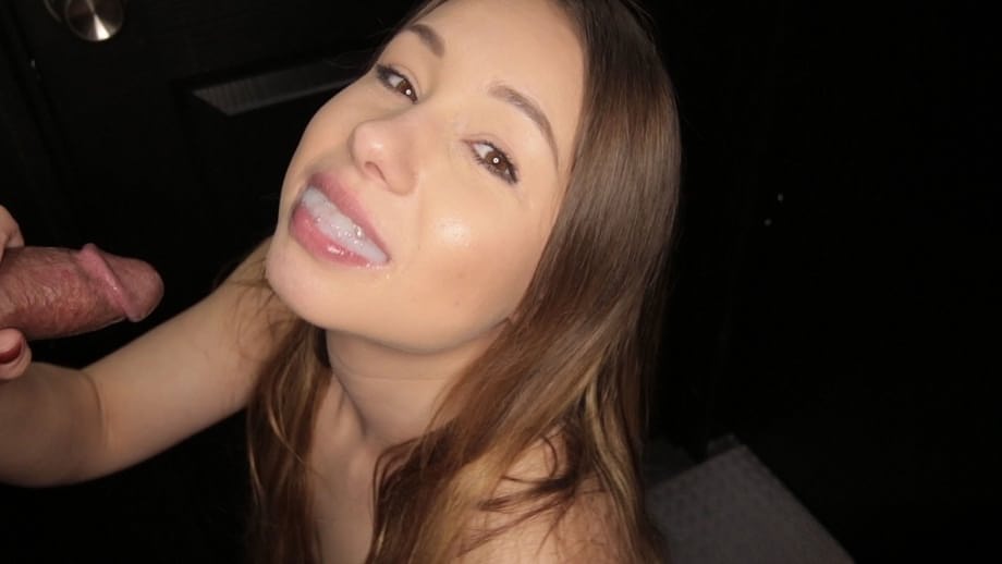Sweet Dutch girl Taylor Sands sucks off and swallows 17 dicks at a gloryhole