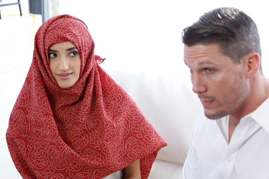 Hijab wearing babe and her dark haired friend getting horny with hot dude