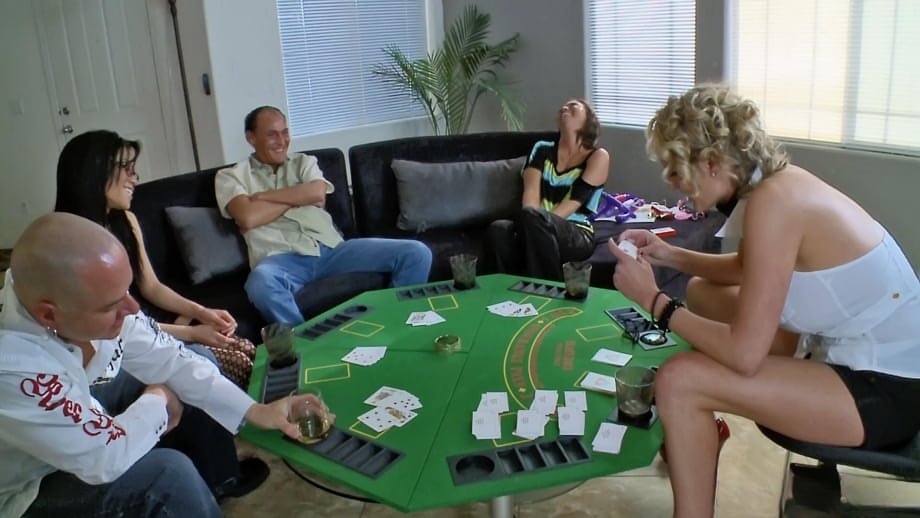 Two couples and lonely MILF Zoey Holiday enjoy group fucking after poker