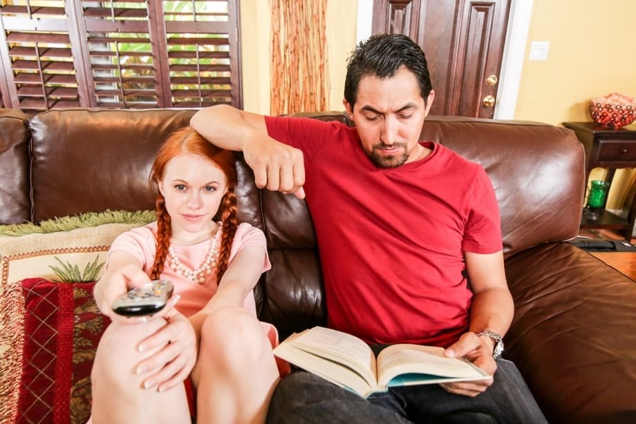 Redhead teen Dolly Little gets screwed by her girlfriend's father