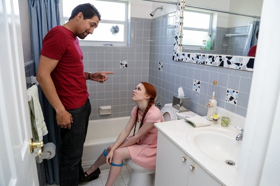 Redhead teen Dolly Little gets screwed by her girlfriend's father