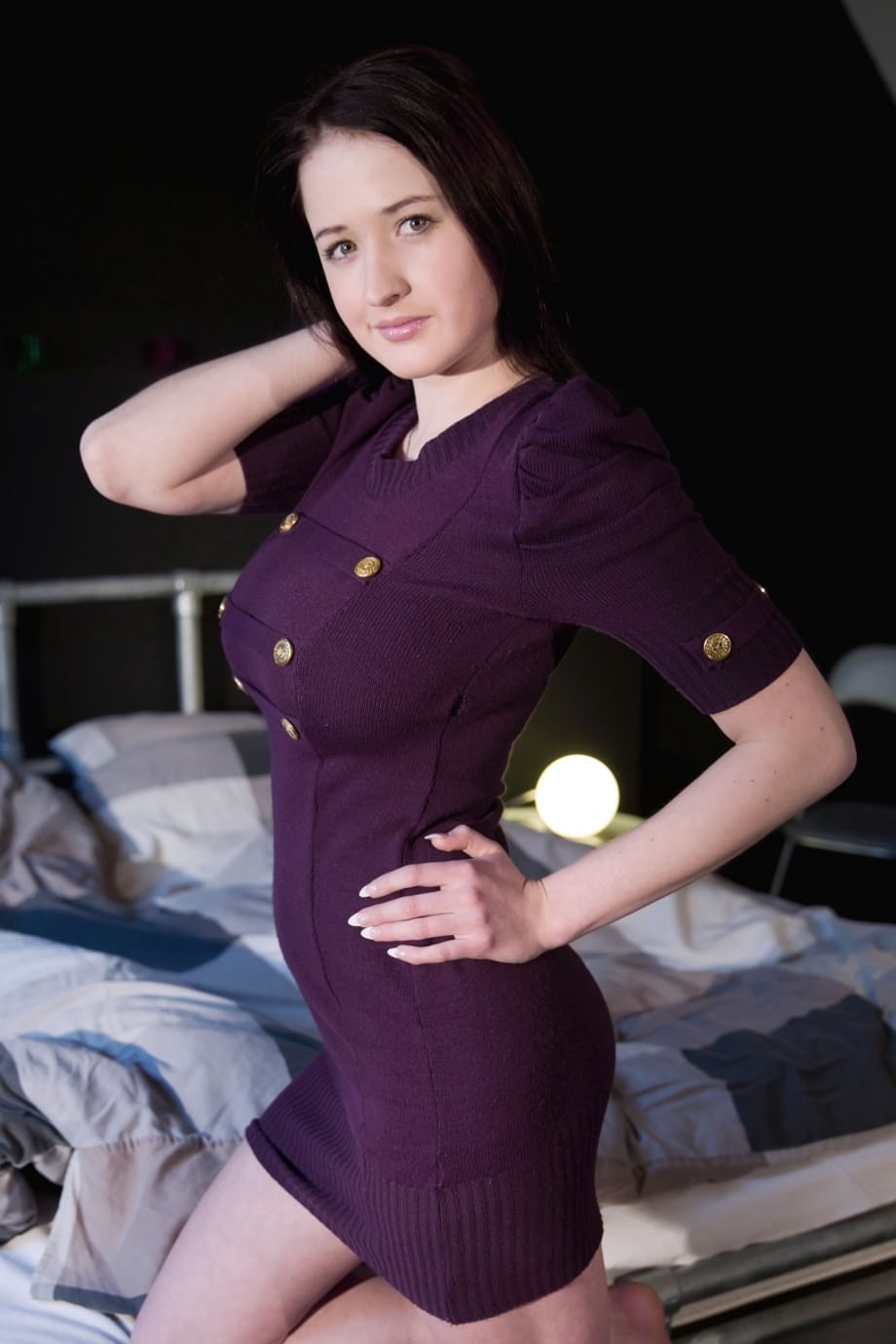 Perfect Czech babe with hot natural tits Bella Diamond takes off sexy uniform
