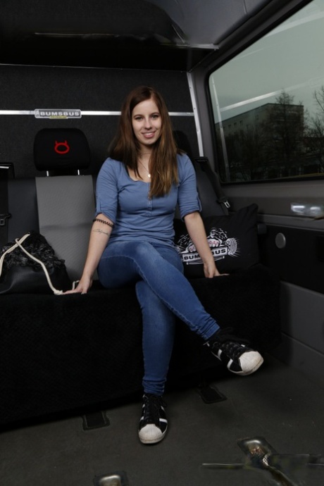 Desirable young thing Vanda Angel with nice natural tits banged on the bus