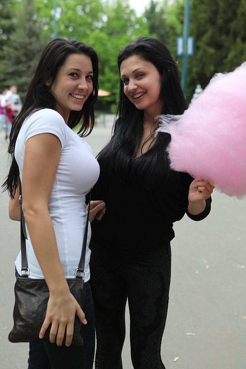 Dark haired pornstar Aletta Ocean shows her large boobies in public