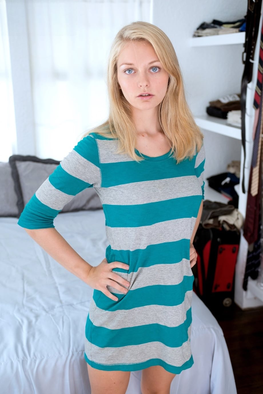 Slim white girl Alli Rae takes a spin riding on top of her guy's big dick