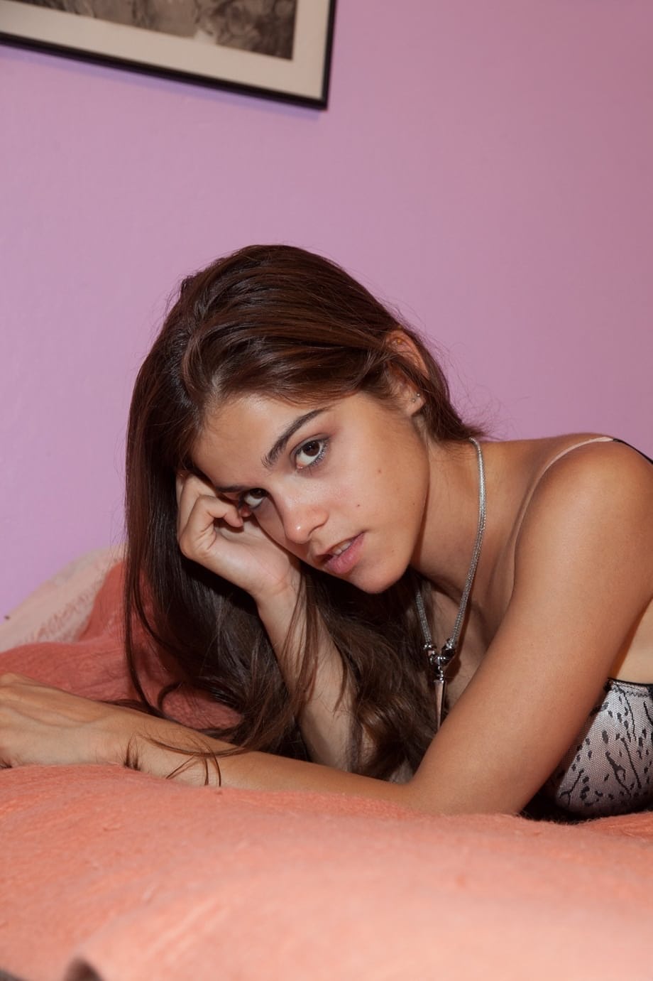 Greek amateur Maria Aravani poses in knee socks and underwear in her room