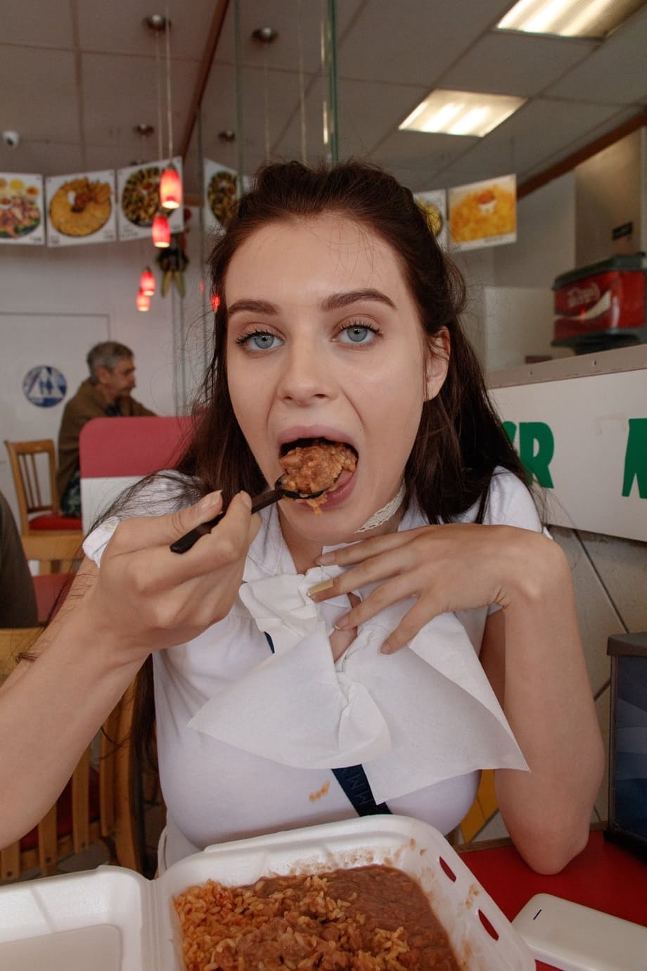 Sweet busty amateur teen Lana Rhoades flashes her hot ass in a public store