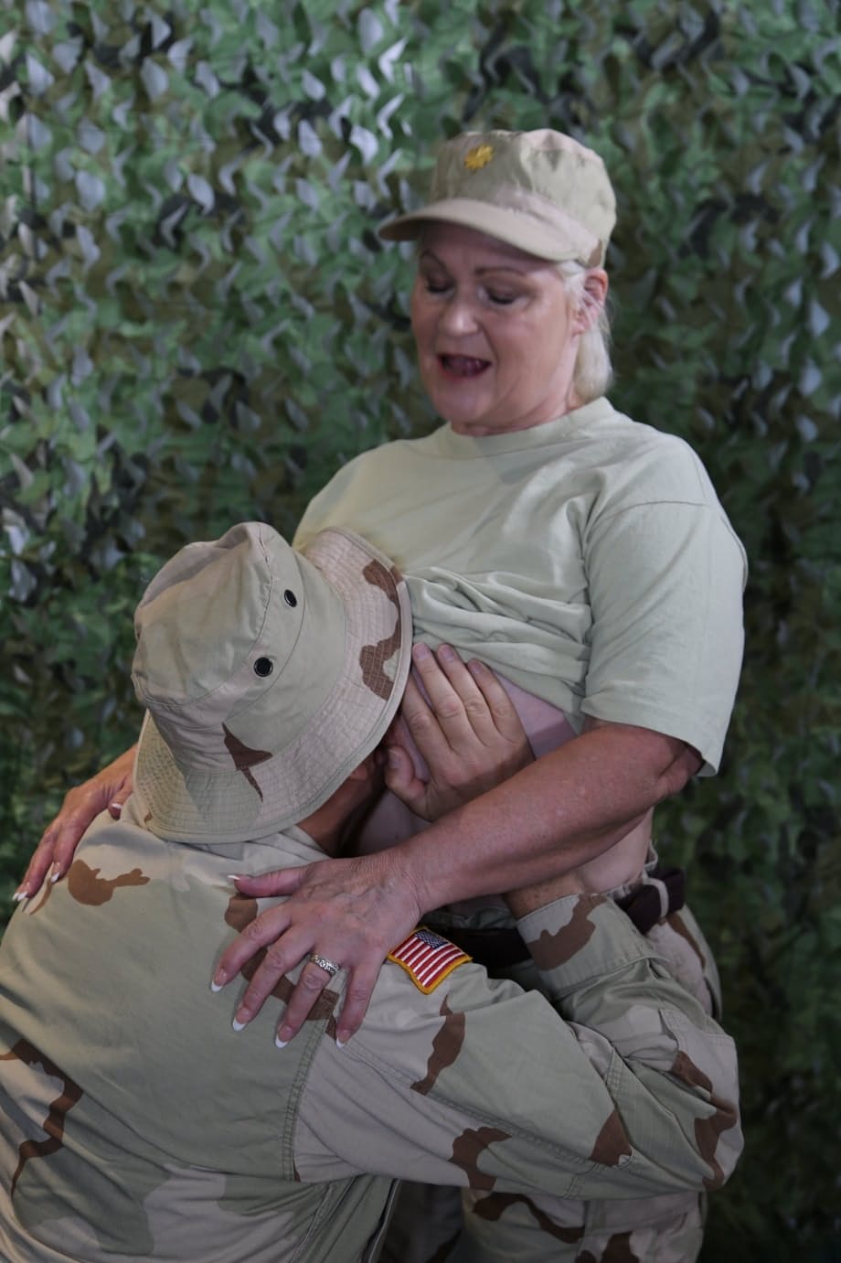 Hot military granny Lacey Starr shows her big tits & gets rammed by a soldier