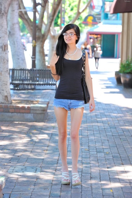 Skinny babe Tamara isn't shy to undress and demonstrate nude body