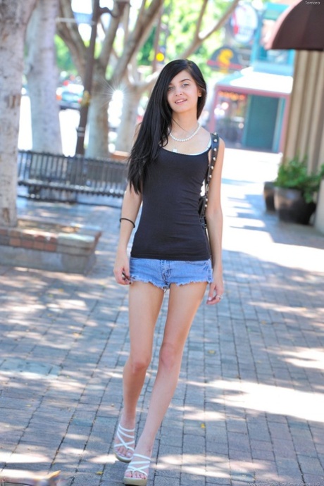 Skinny babe Tamara isn't shy to undress and demonstrate nude body