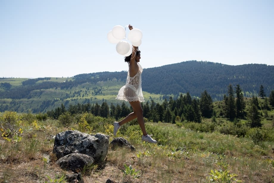 Sultry country girl Angel Constance flashes natural tits & hard nips outdoors
